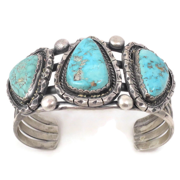 Navajo Herman Smith Jewelry - Herman Smith Navajo Sterling and Turquoise Cuff